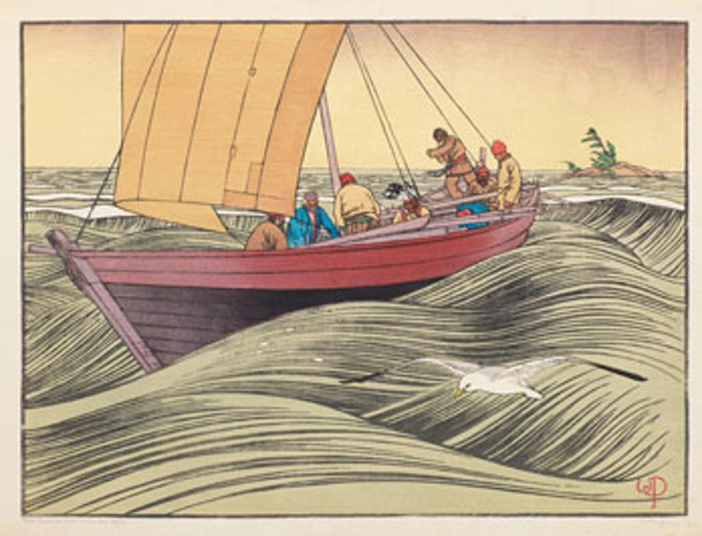 Walter Joseph (W.J.) Phillips (1884-1963) - York Boat on Lake Winnipeg