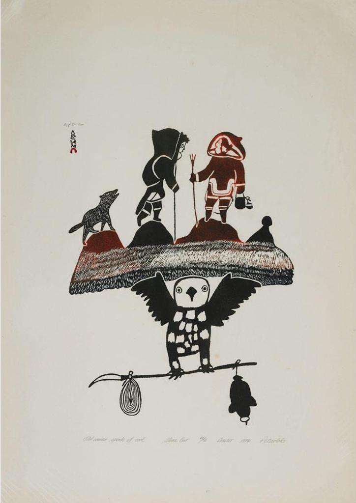 Pitseolak Ashoona (1904-1983) - Old Woman Speaks Of Owl