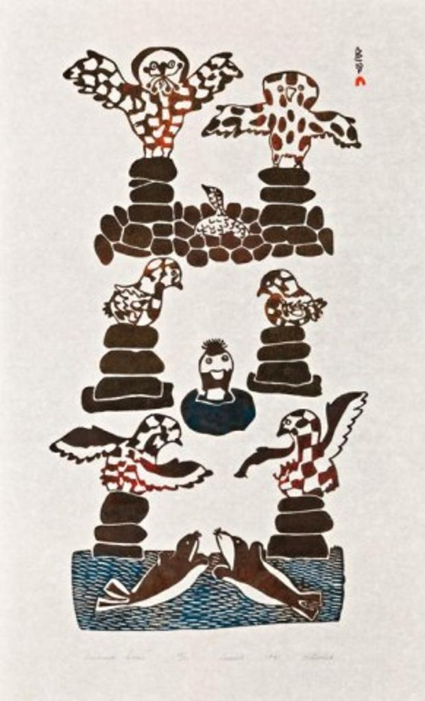Pitseolak Ashoona (1904-1983) - Summer Scene, 1971 (Dorset Series), stonecut, 28/50, 28.5 x 17.5 in, 72.4 x 44.4 cm