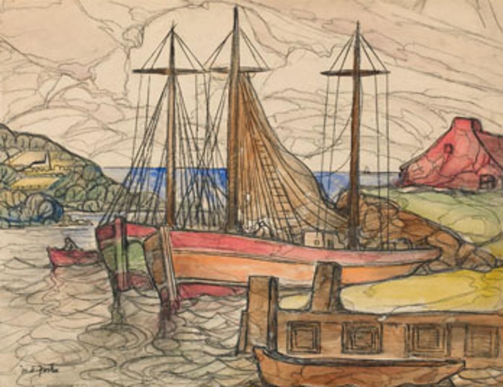 Marc-Aurèle Fortin (1888-1970) - Bateaux au quai