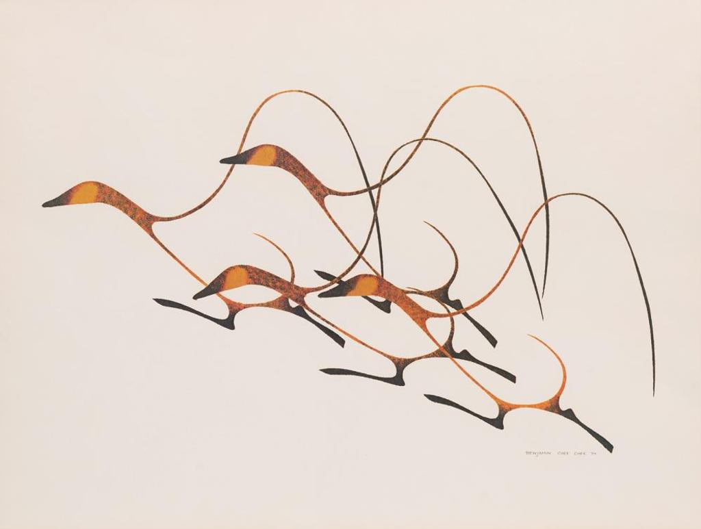 Benjamin Chee Chee (1944-1977) - Untitled - Geese in Flight, Facing Left