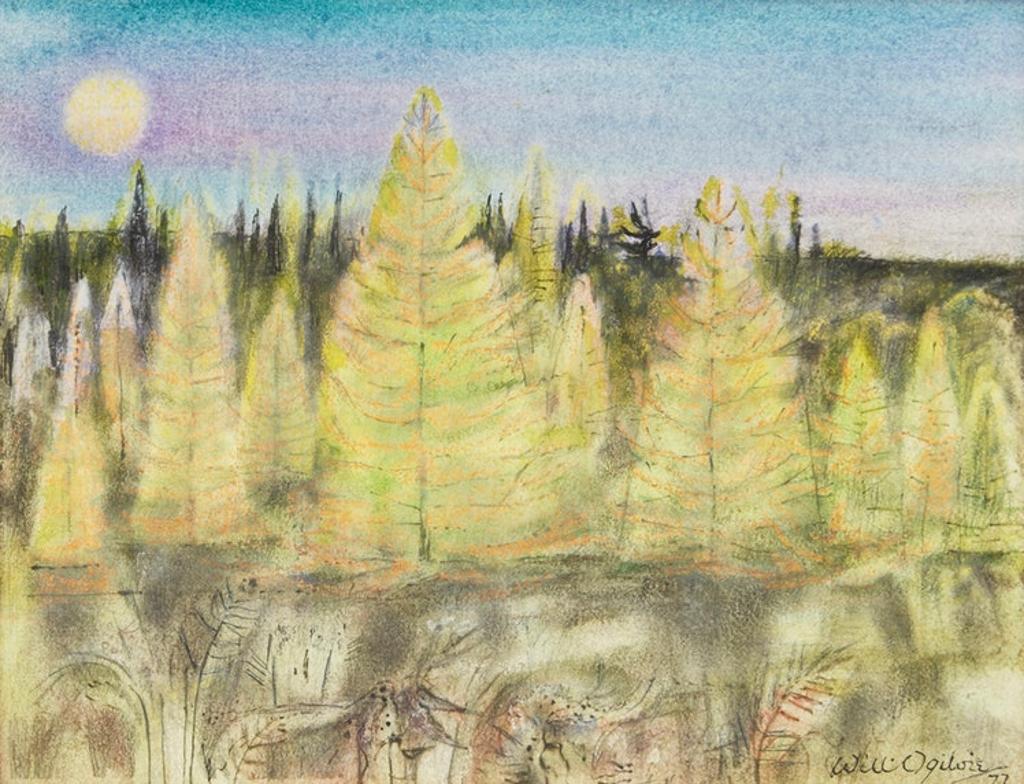 William (Will) Abernethy Ogilvie (1901-1989) - Tamarac in Moonlight
