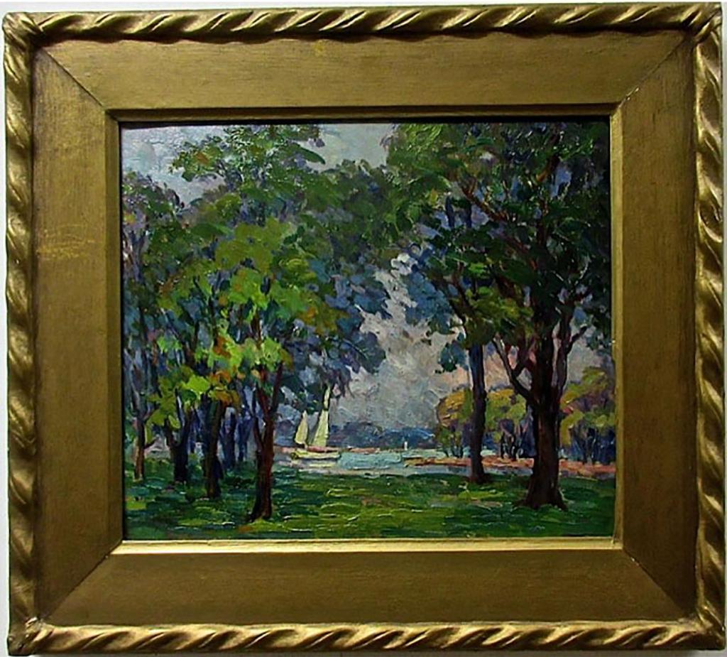 Lily Osman Adams (1865-1945) - Untitled (Sailboats Thru Trees)