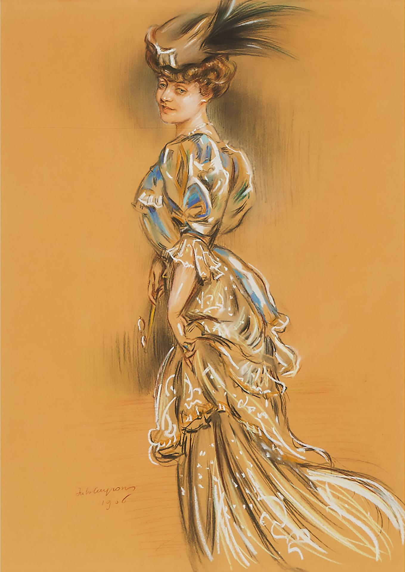 Jules Cayron - Mrs. Emile Mond In White And Blue, 1906