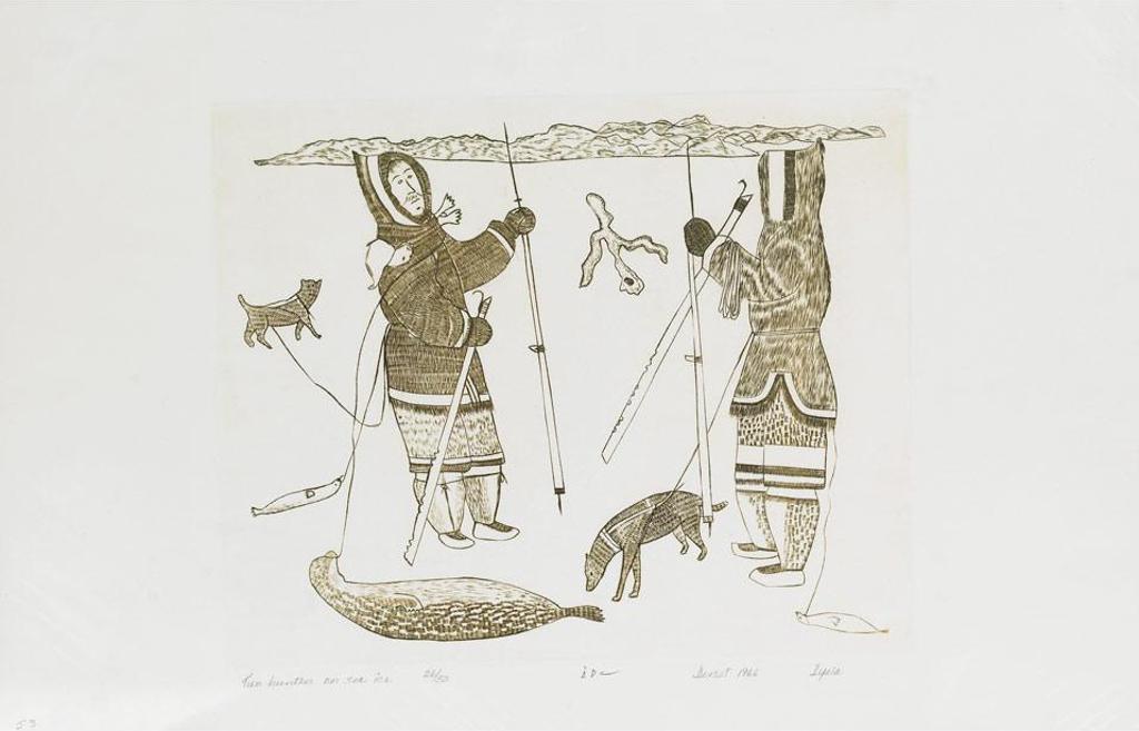 Iyola Kingwatsiak (1933-2000) - Two Hunters On Sea Ice