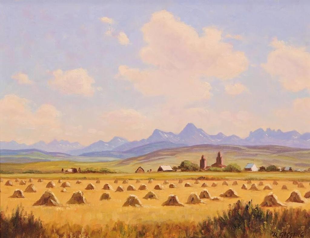 Roland Gissing (1895-1967) - Harvest At Cowley; 1967