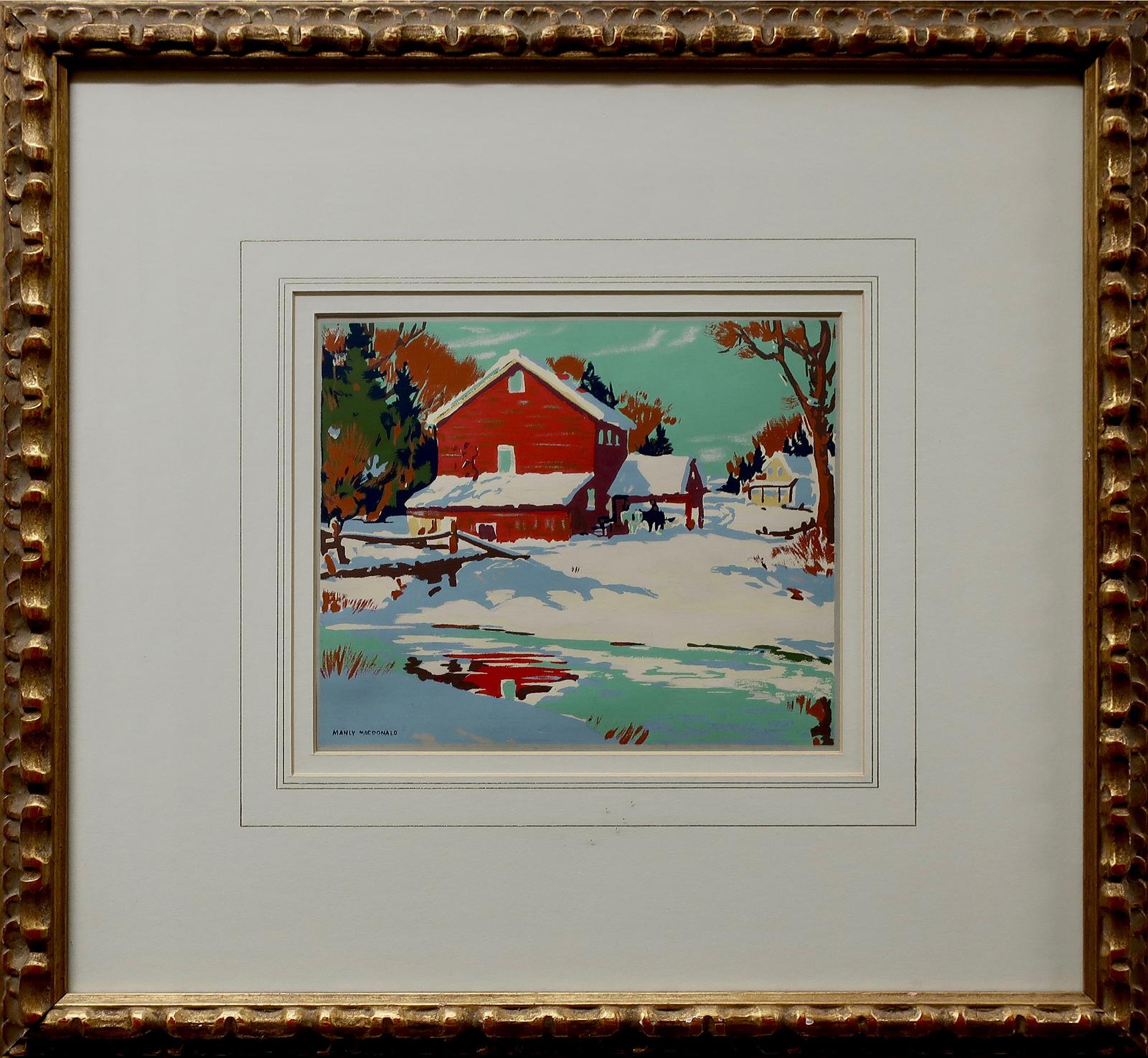 Manly Edward MacDonald (1889-1971) - Red Farmhouse - Winter