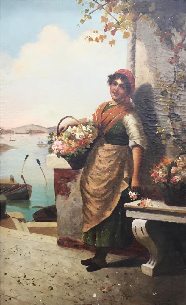 Gustave Barlot - Girl with flowers