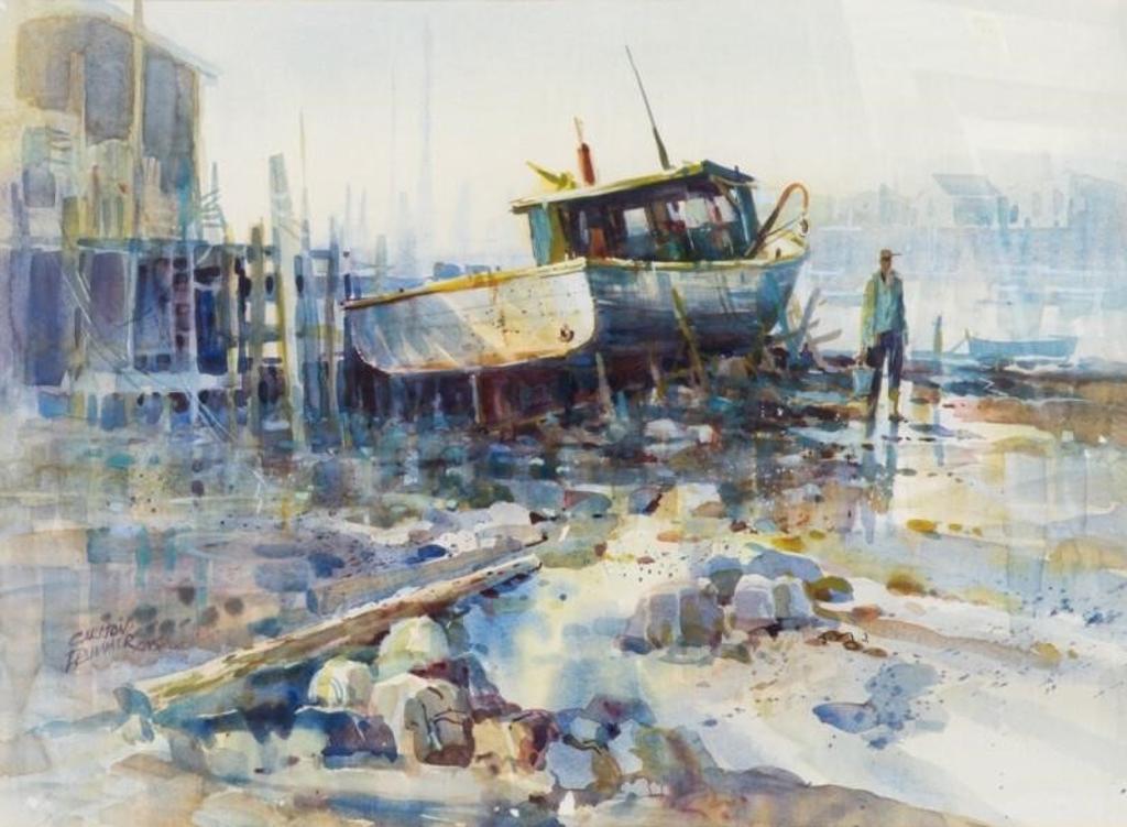 Carlton Plummer (1929) - Fisherman at a Wharf, Maine