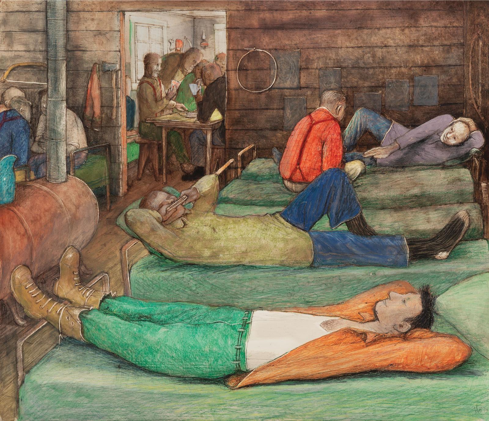 William Kurelek (1927-1977) - Relaxation, 1973