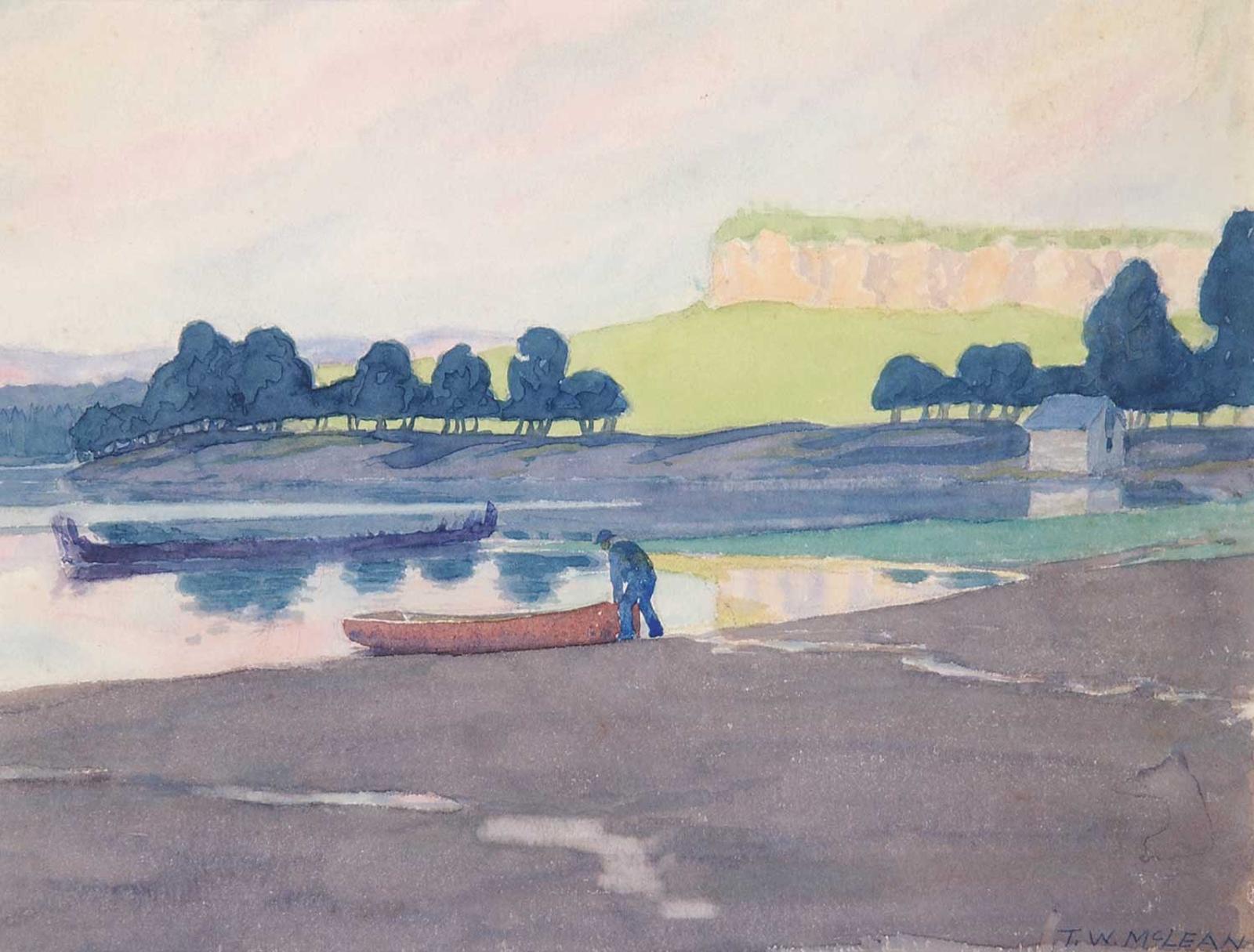 Atributted Thomas Wesley McLean - Untitled - Canoe at the Shore
