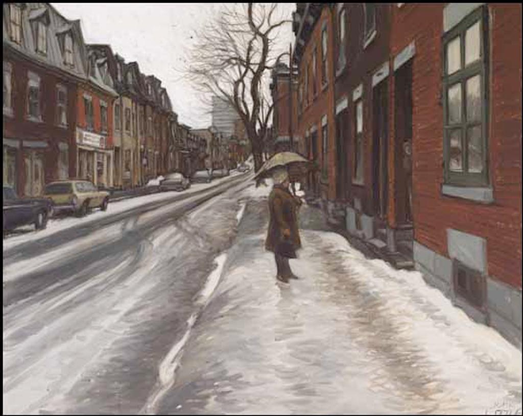 John Geoffrey Caruthers Little (1928-2024) - Rue St-Christophe, une journée humide de mars, Montreal