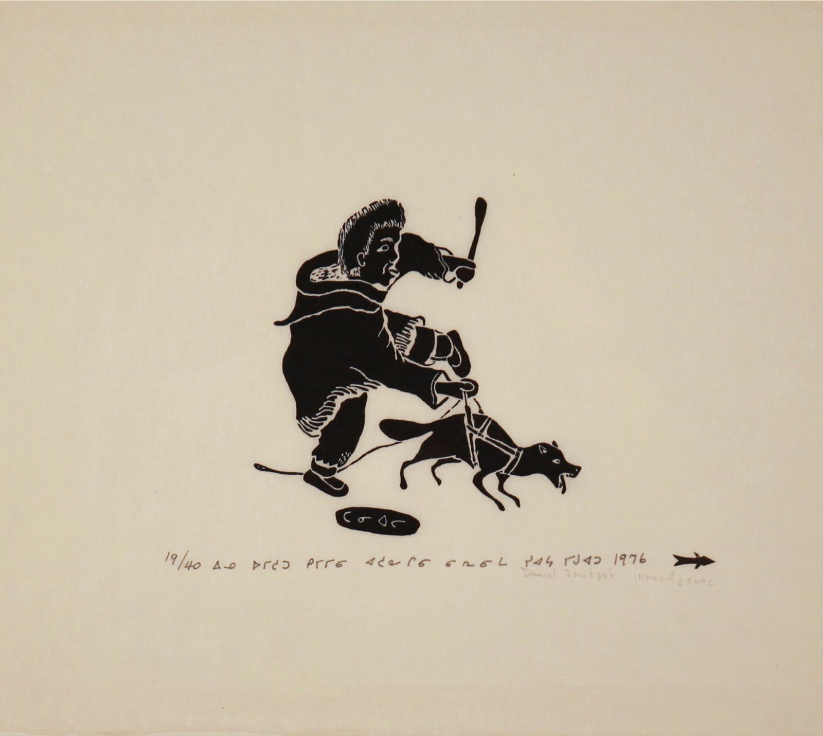 Daniel Inukpuk (1942-2015) - Man With Dog; Pulling The Komatik