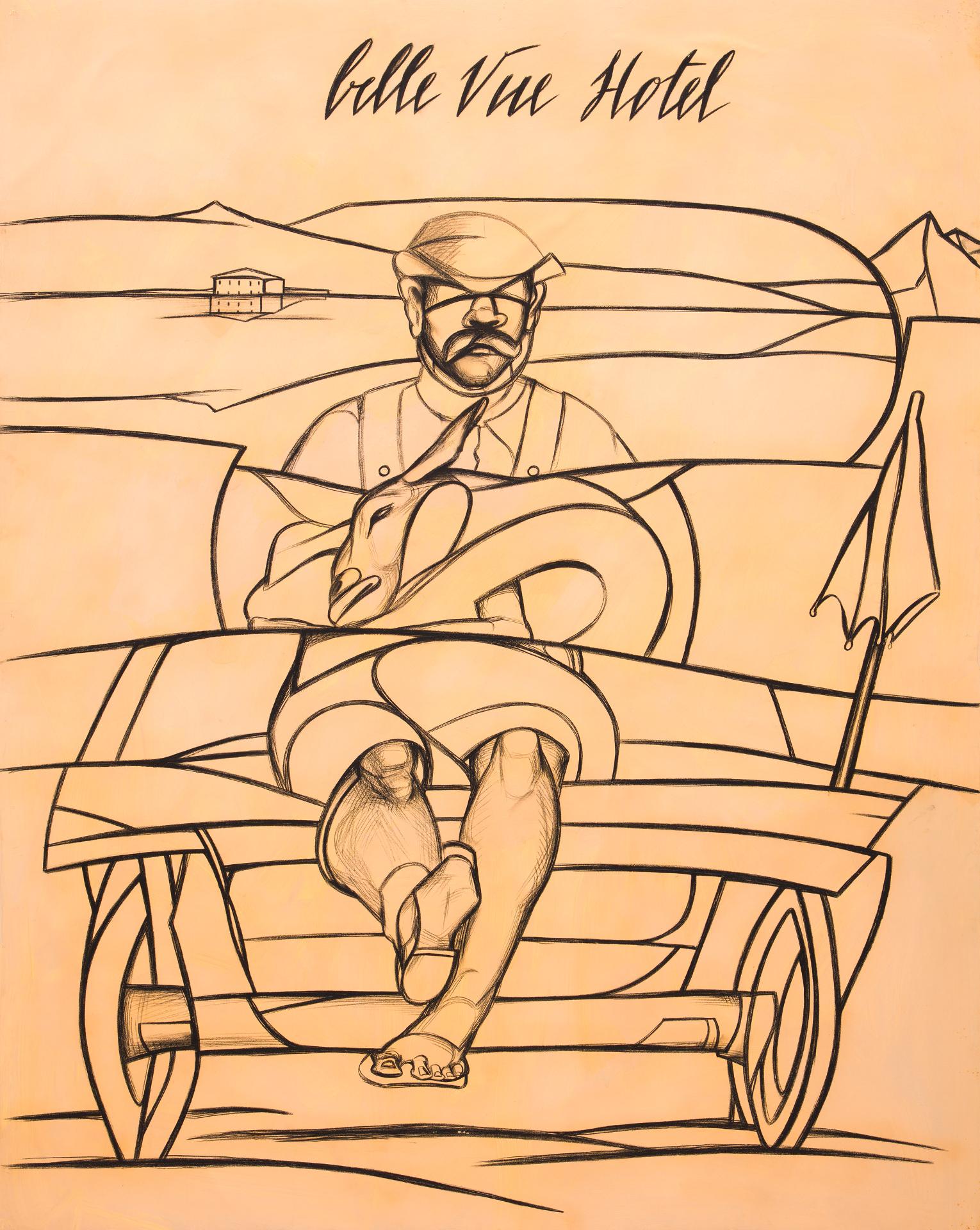 Valerio Adami (1935) - Belle Vue Hotel (dessin préparatoire), 1985