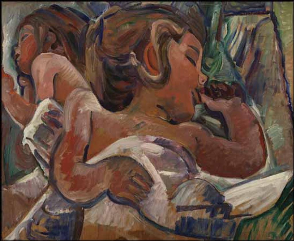 Pegi Margaret Kathleen Nicol MacLeod (1904-1949) - Girl Sucking Her Thumb (Probably the Artist's Daughter) / Mounted Police on City Street, NY (verso)