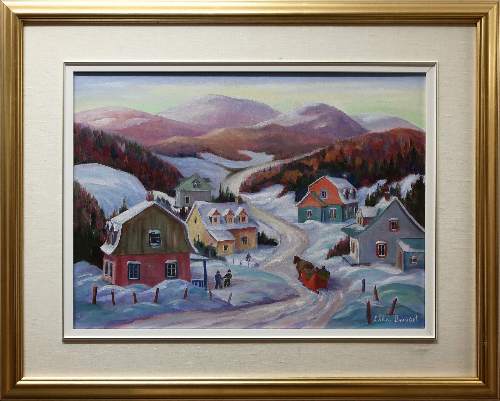 Jeanne D'arc Beaudet - Untitled (Sleighing Through Village)