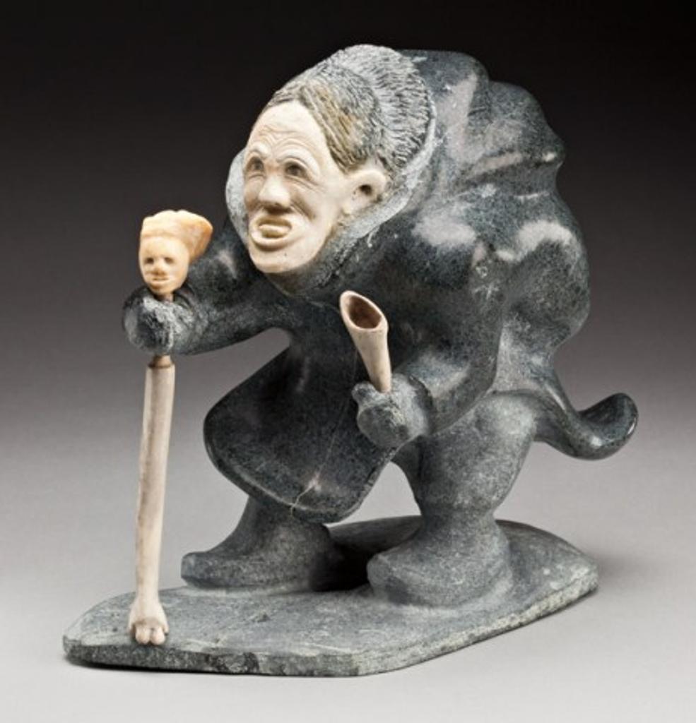 Lucien Ukkalianuk (1940) - Grey stone, whale bone, antler and ivory,