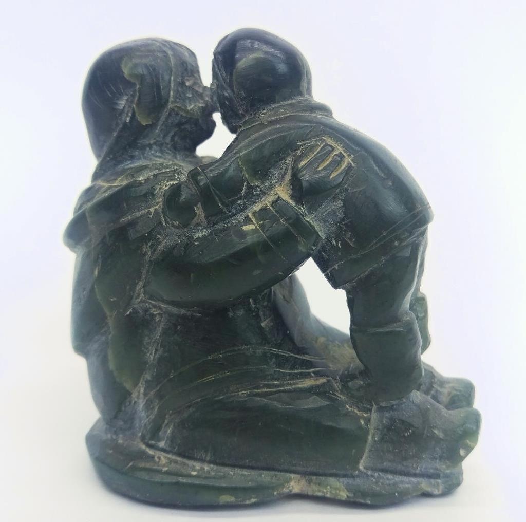 Ennutsiak (1896-1967) - Mother and Child Embrace Inuit Kissing