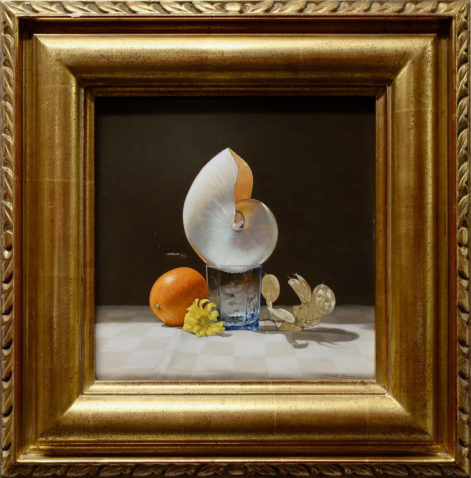 Jeremiah Stermer (1946) - Nautilus Shell On Blue Glass