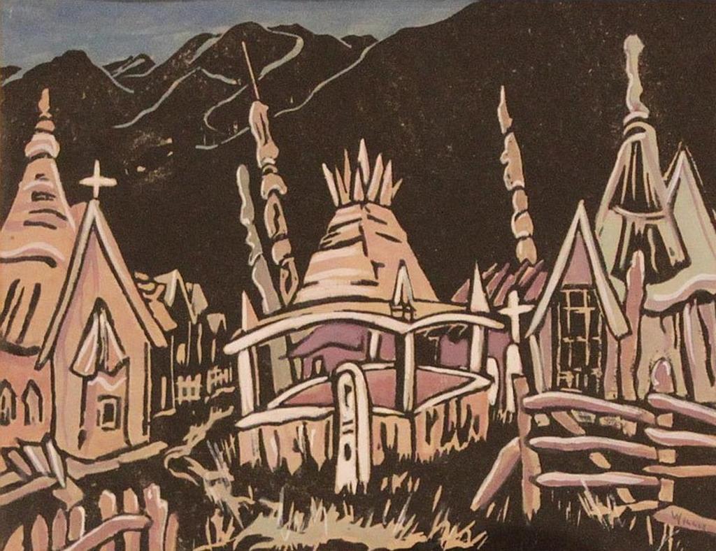 Dorothy Henzell Willis (1899-1988) - HOUSES OF SLEEP, INDIAN GRAVEYARD colour