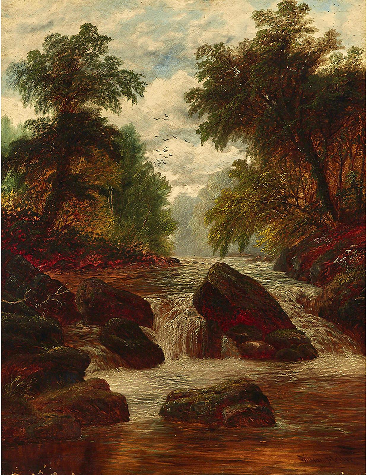 William Mellor (1851-1931) - Woodland Waterfall