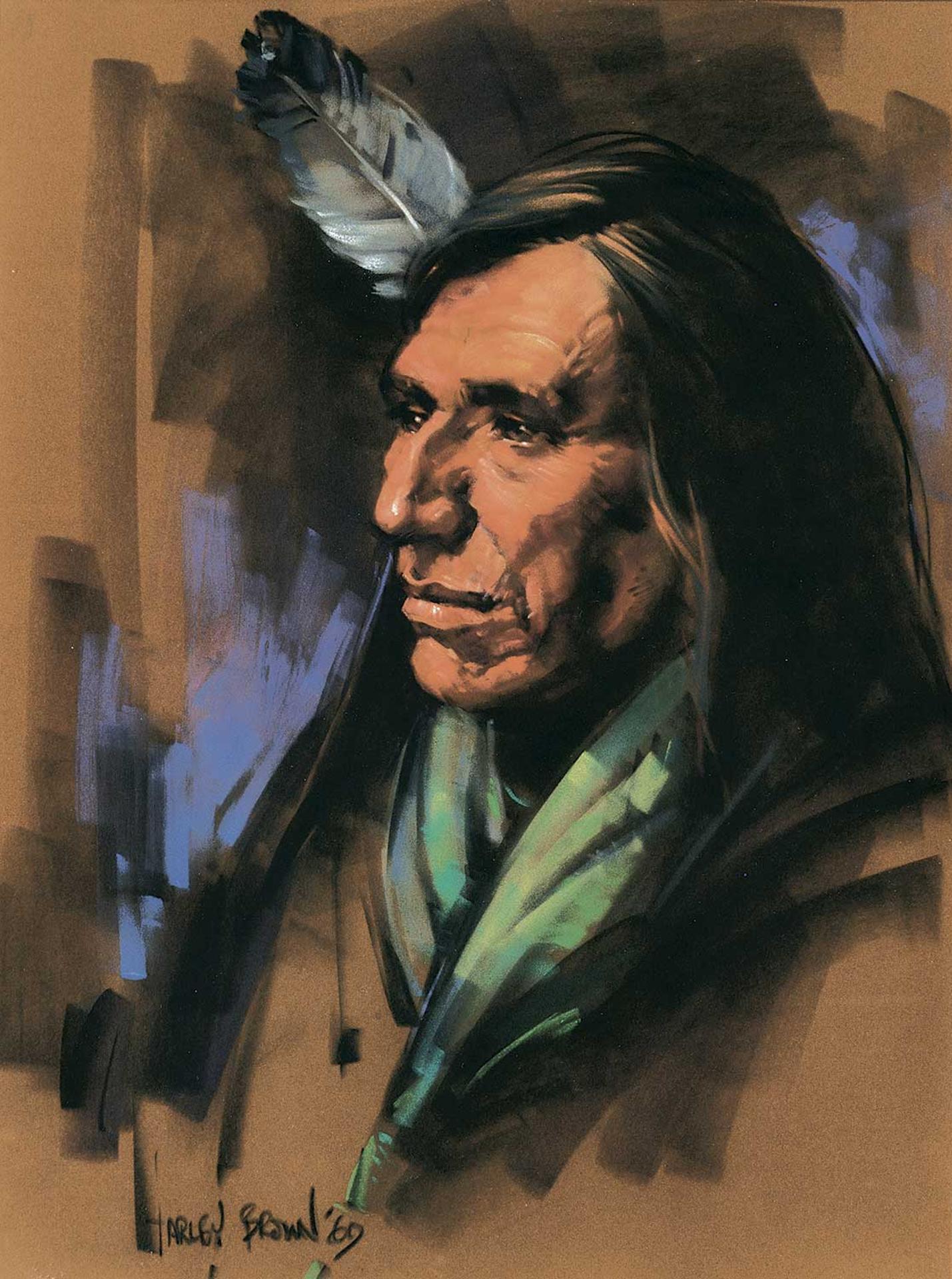 Harley W. Brown (1939) - Untitled - Profile with Feather