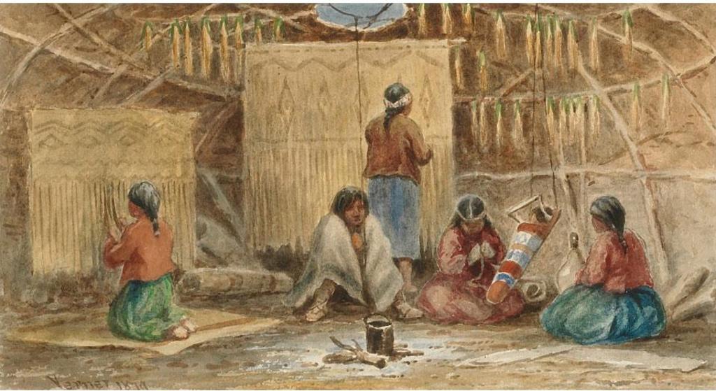 Frederick Arthur Verner (1836-1928) - Round Wigwam Interior, On Rainy River, Ontario.