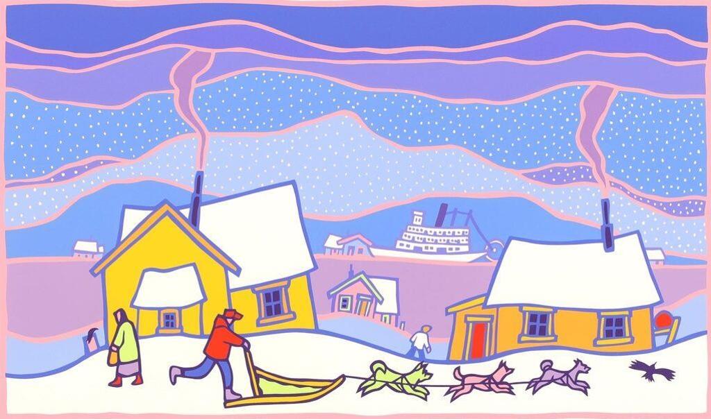 Ted Harrison (1926-2015) - Yukon Visit; 1990