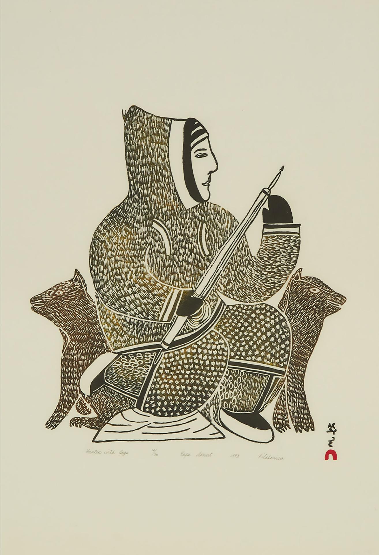 Pitaloosie Saila (1942-2021) - Hunter With Dogs, 1973