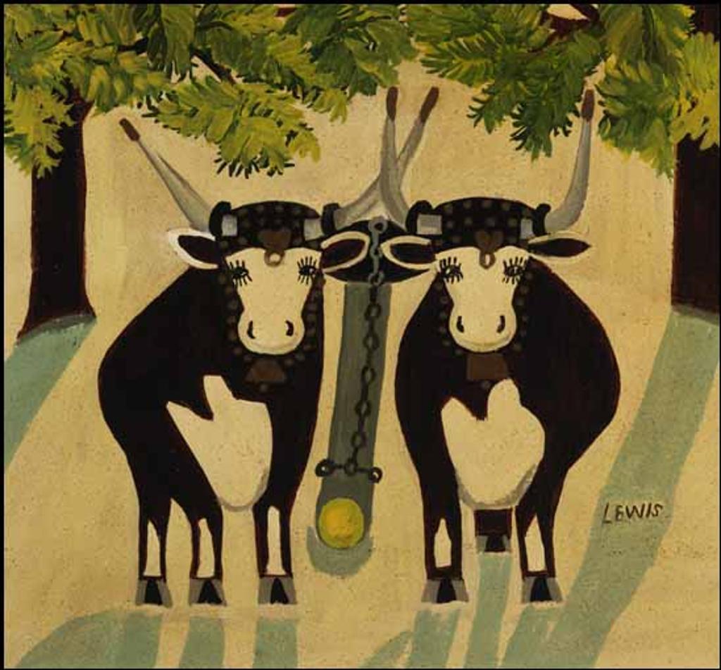 Maud Kathleen Lewis (1903-1970) - Two Oxen in Winter