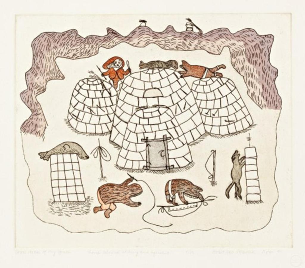 Pitseolak Ashoona (1904-1983) - Snow House of my Youth, 1980 (Etching Portfolio II #5),