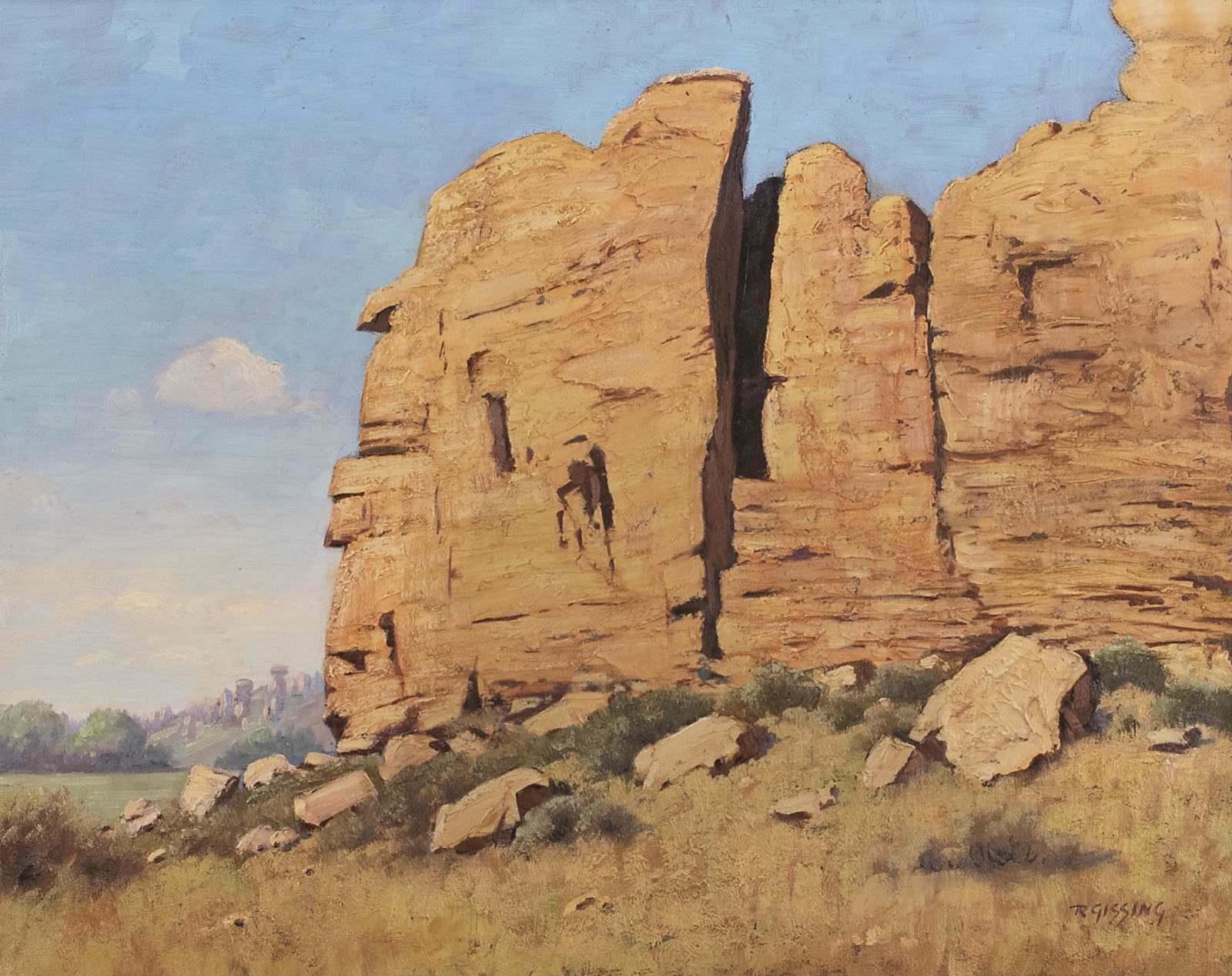 Roland Gissing (1895-1967) - Rocks At Writing-On-Stone Park; 1961