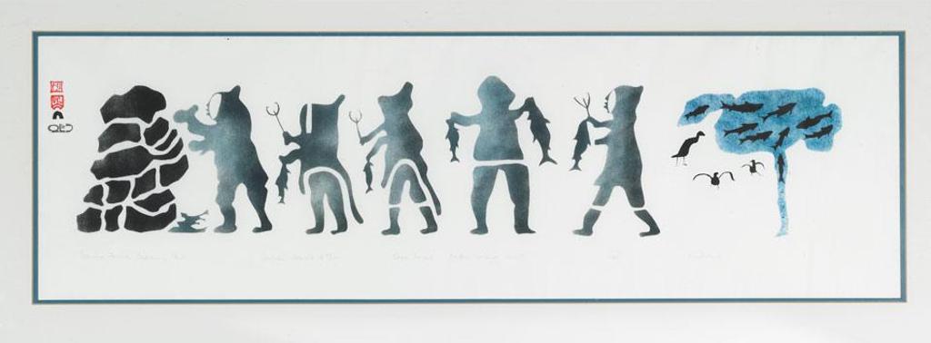 Kiakshuk (1886-1966) - Eskimo Family Caching Fish
