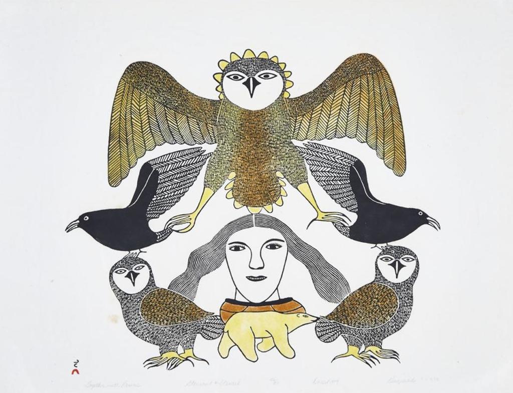 Kenojuak Ashevak (1927-2013) - Together With Ravens