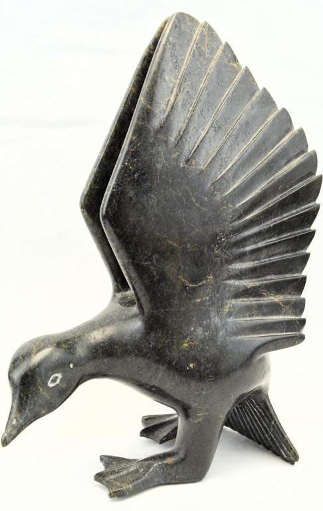 Ashevak Tunnillie (1956-2018) - Crouching Bird with Raised Wings