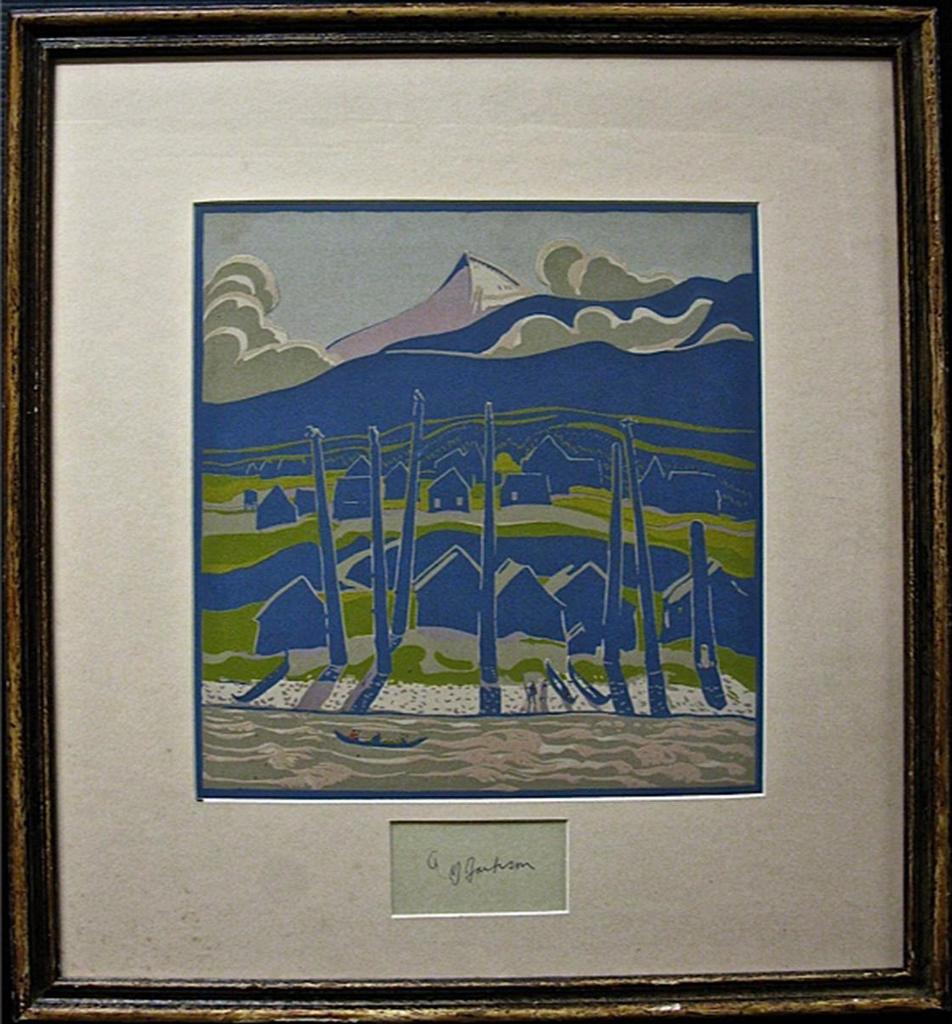 Alexander Young (A. Y.) Jackson (1882-1974) - Canoeing By A Village