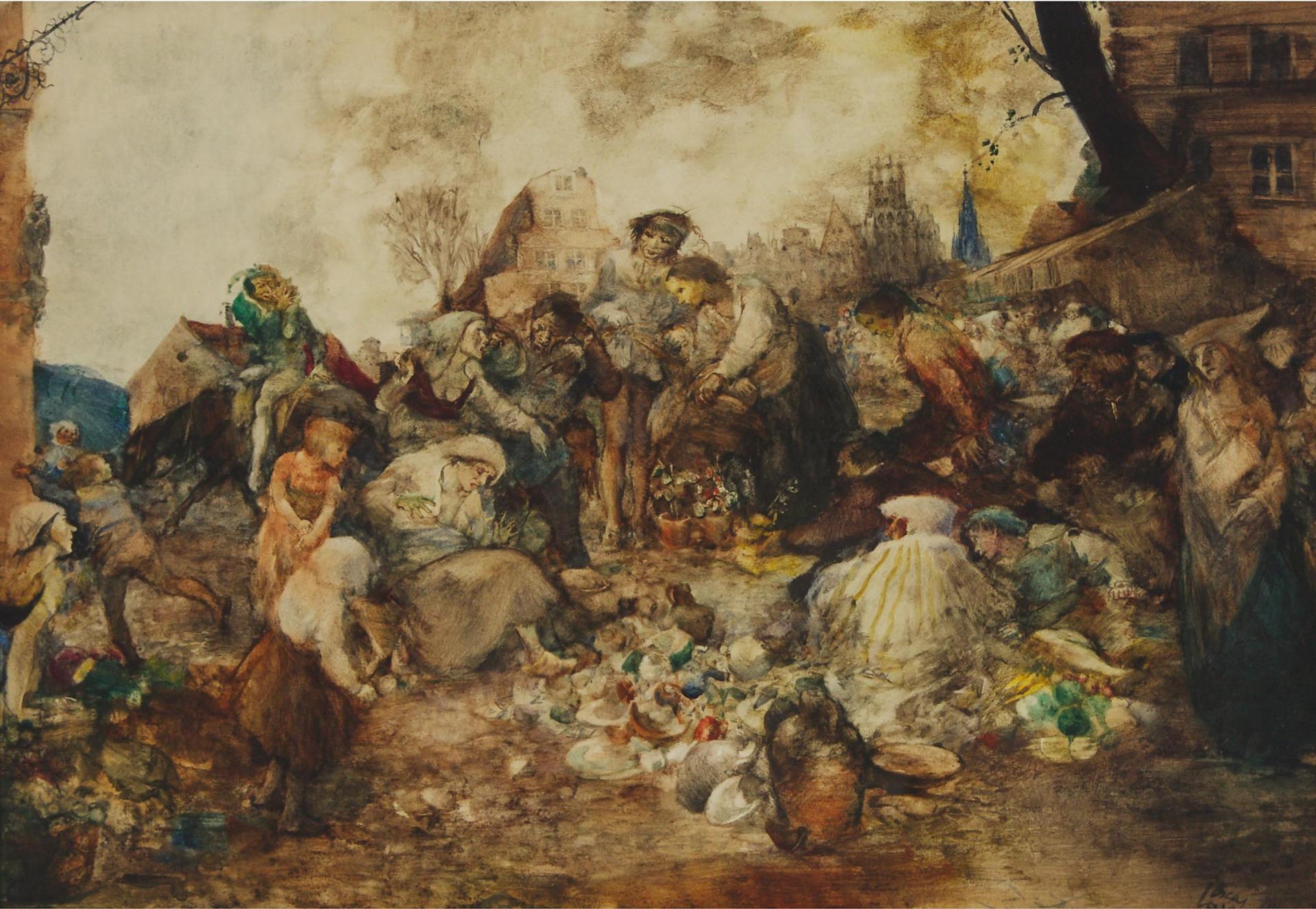 Oskar Larsen (1882-1972) - A Bacchanal Outside The Village, 1912?