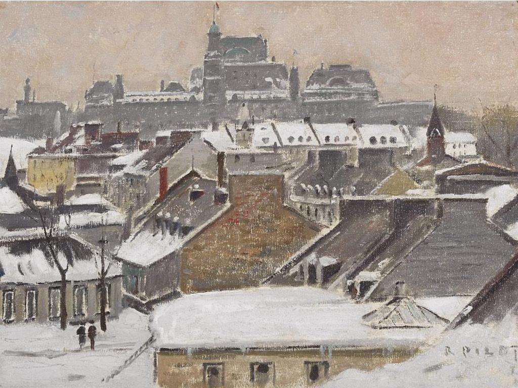 Robert Wakeham Pilot (1898-1967) - Old Quebec, With Parliament Bldgs, 1955