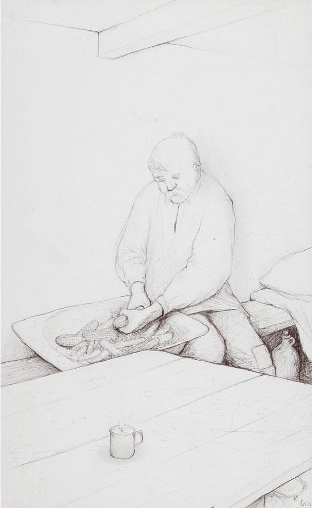 William Kurelek (1927-1977) - Ukrainian Pioneer Kernelling Corn
