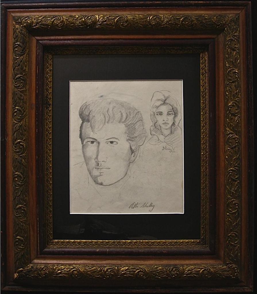 Arthur Shilling (1941-1986) - Head Study Of Arthur And Millie