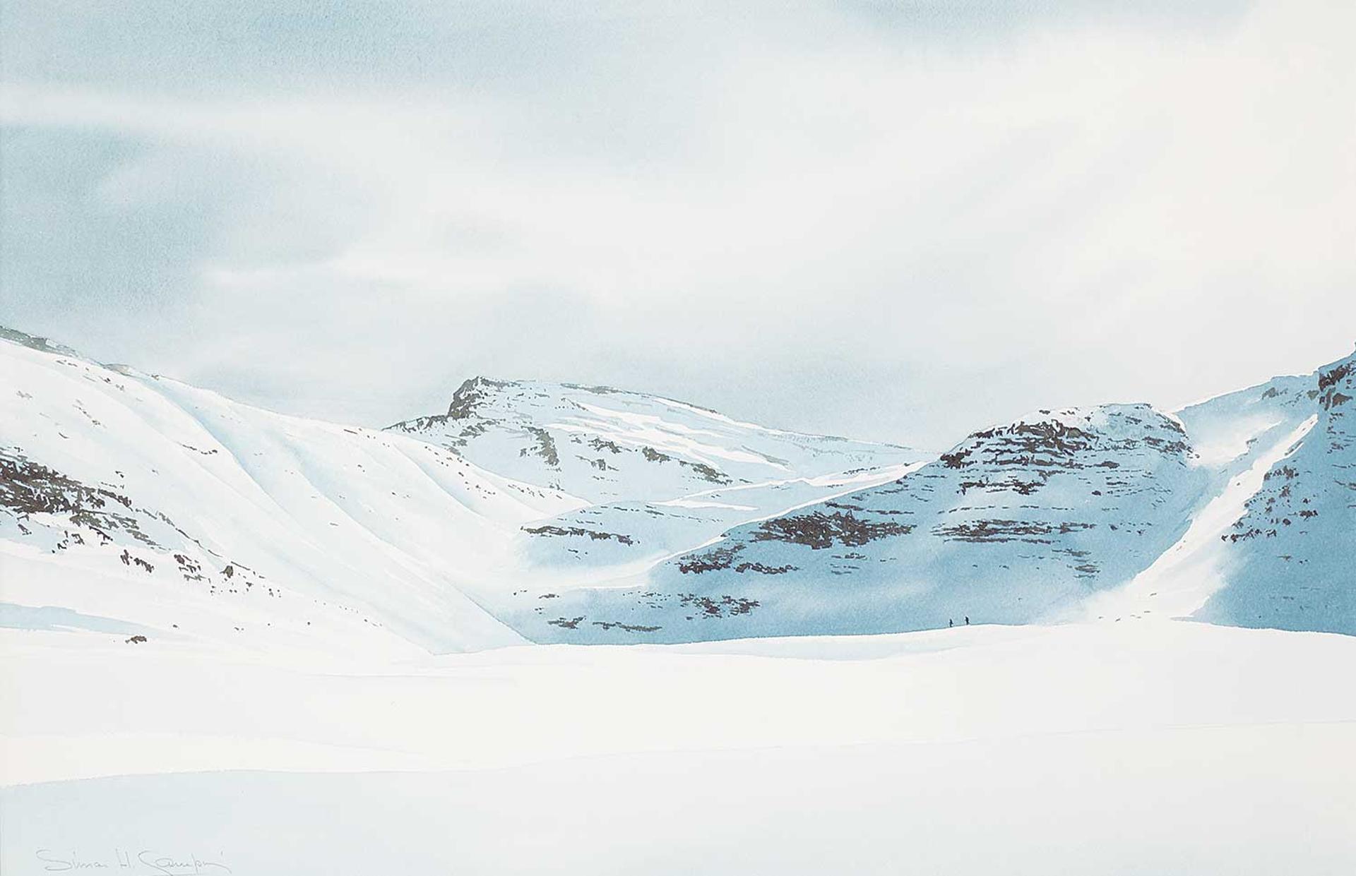 Simon Hielko Camping (1928) - Untitled - Skiers Below Molar Pass