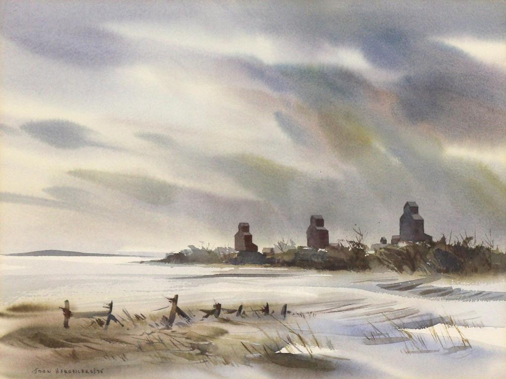 John Henry Herreilers (1924-2001) - Grain Elevators, Twilight
