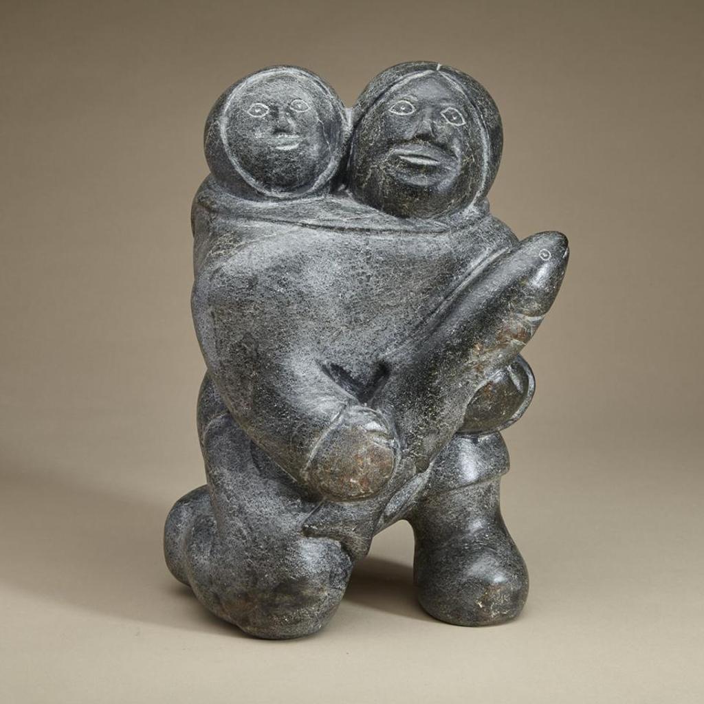 Mathew Aqigaaq (1940-2010) - Mother And Child With Fish