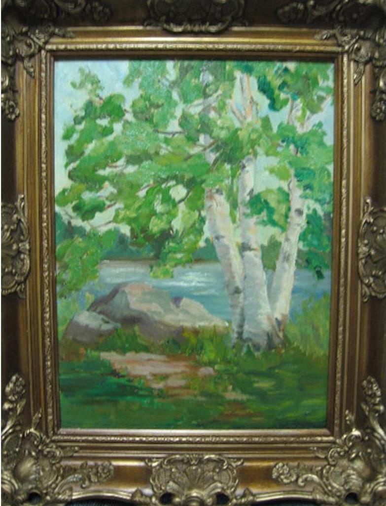 Henri Beau (1863-1949) - Birch Tree Beside A River