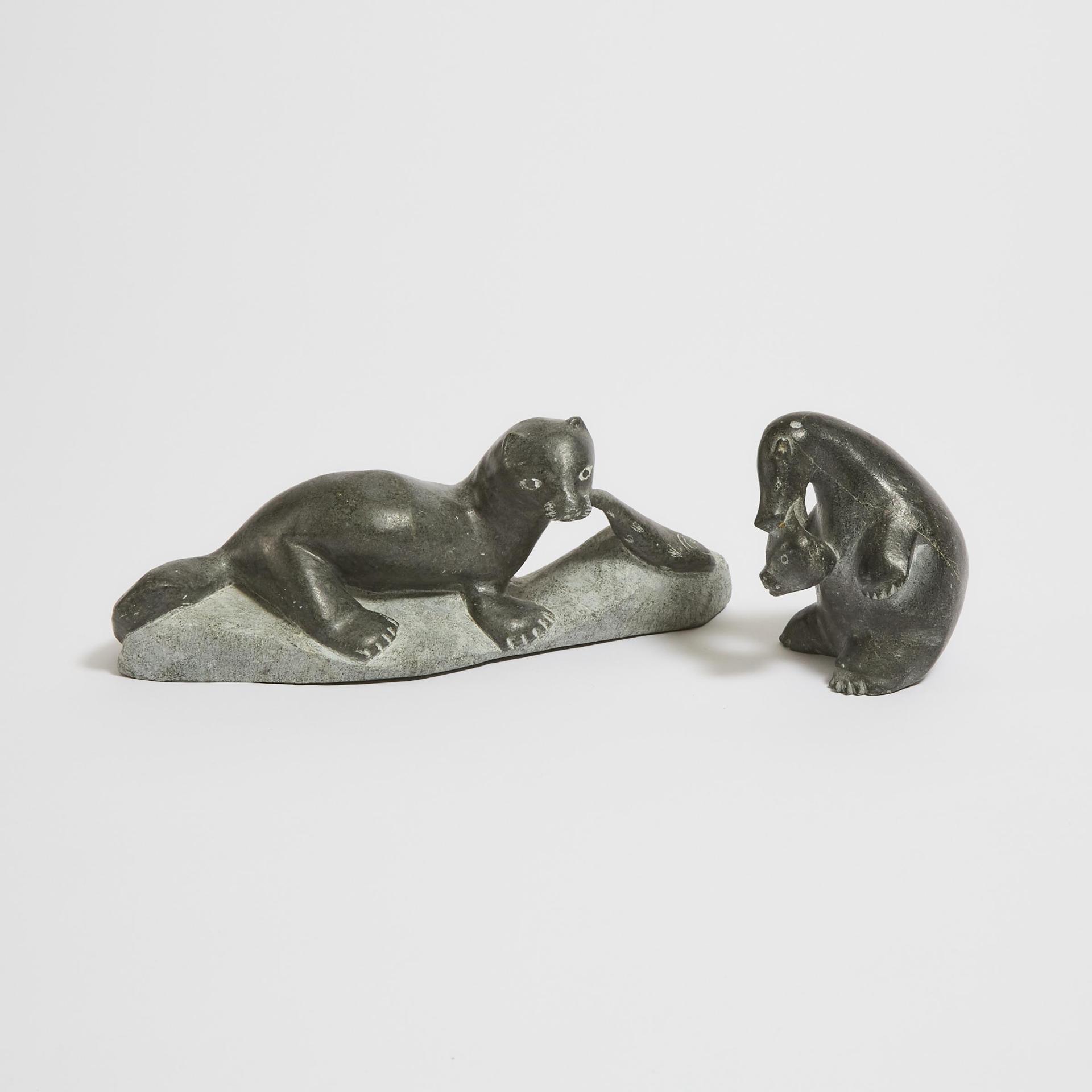 Twamie Okaitok (1900-1963) - Bear With Seal Head; Otter With Fish