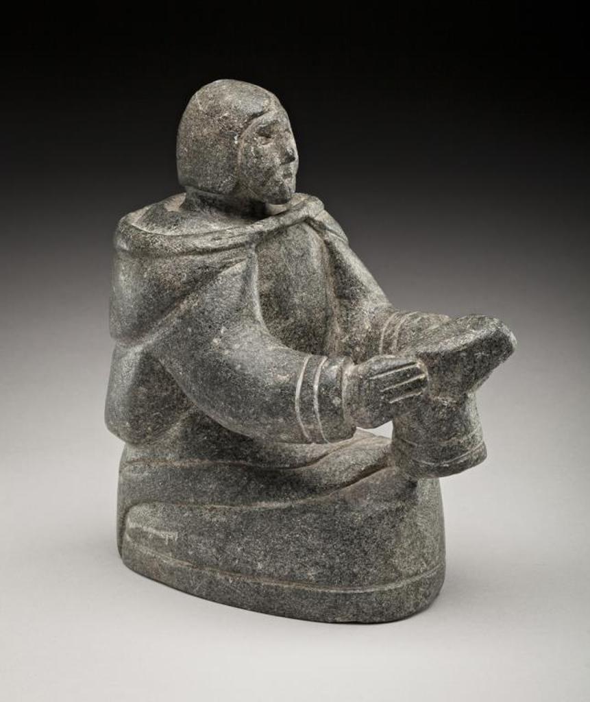 Kooyoo Etidlui (1947) - Ivujivik/Cape Dorset, Woman Making a Kamik (Boot), c. mid 1960s