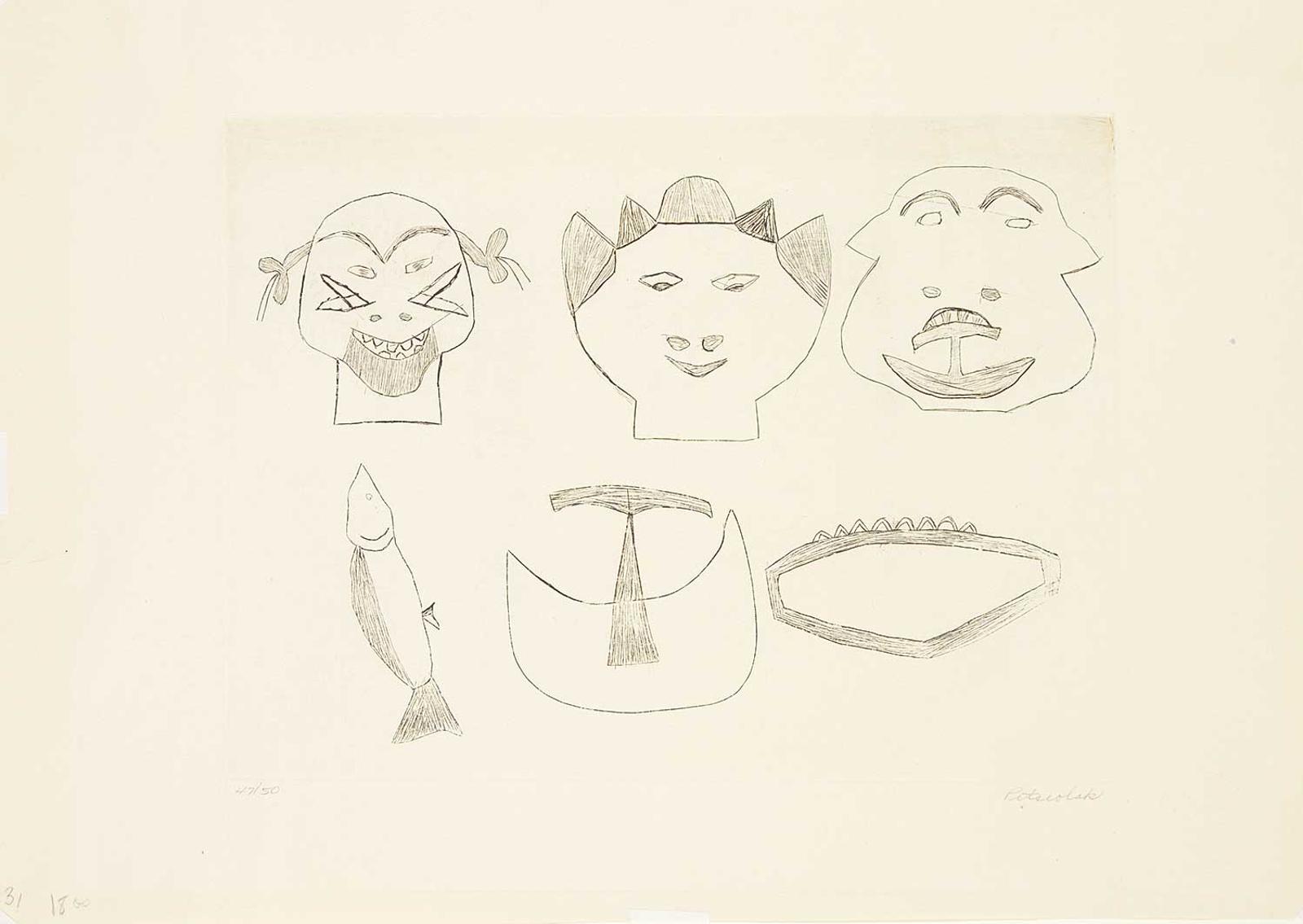 Pitseolak Inuit - Untitled - Offerings to the Spirits  #47/50