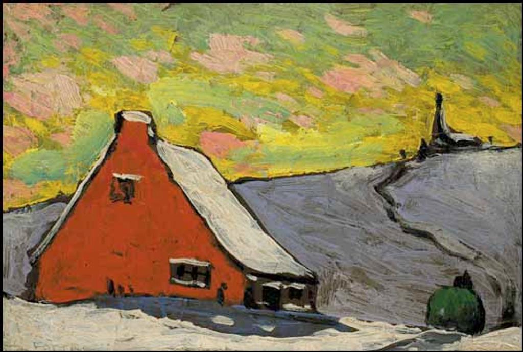 Marc-Aurèle Fortin (1888-1970) - La maison rouge, rang croche, Ste-Rose