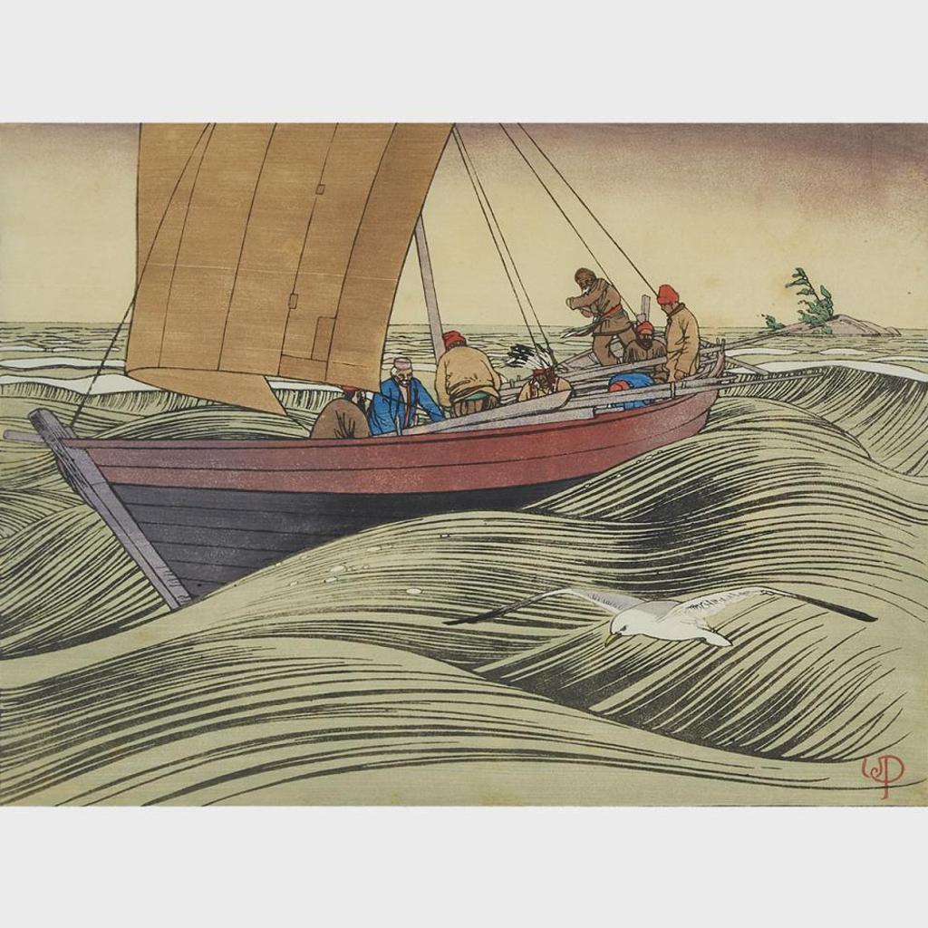 Walter Joseph (W.J.) Phillips (1884-1963) - York Boat On Lake Winnipeg