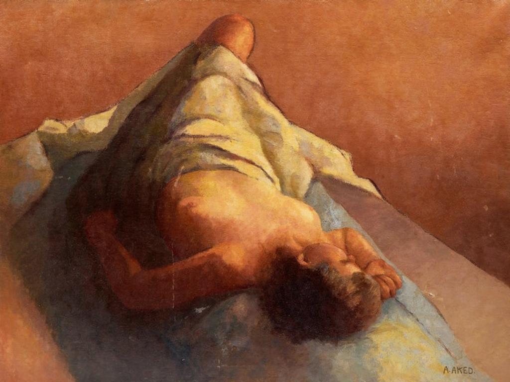 Aleen Elizabeth Aked (1907-2003) - Recumbent Female Nude Partially Draped